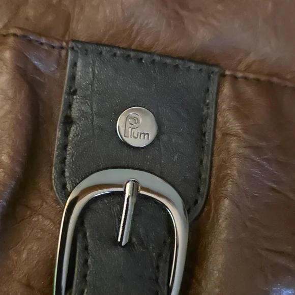 Plum Two-Tone Shoulder Bag – Brown & Black Faux Leather –approx 15x10x5 - Picture 2 of 10